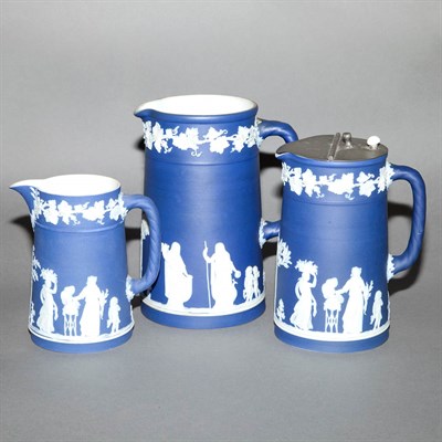 Lot 353 - Group of Five Wedgwood Blue Jasperware...