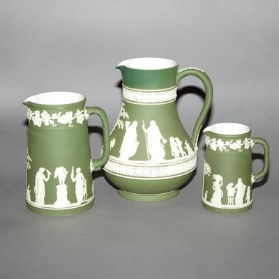 Lot 356 - Group of Eleven Wedgwood Green Jasperware...