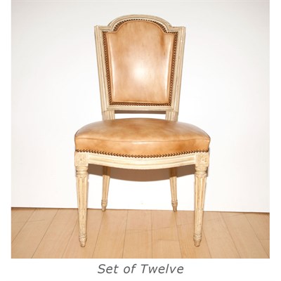 Lot 378 - Set of Twelve Louis XVI Style Painted Dining...