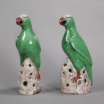 Lot 232 - Pair of Chinese Porcelain Figures of Parrots...