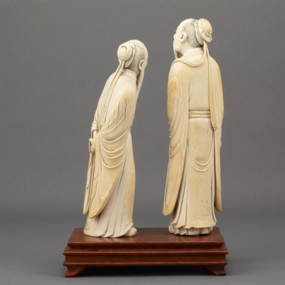 Lot 94 - Two Chinese Ivory Figures of Sages 19th...