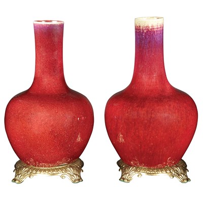 Lot 318 - Pair of Chinese Oxblood Glazed Porcelain Vases...