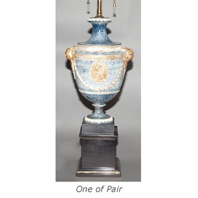Lot 397 - Pair of George III Style Porcelain Urns Each...