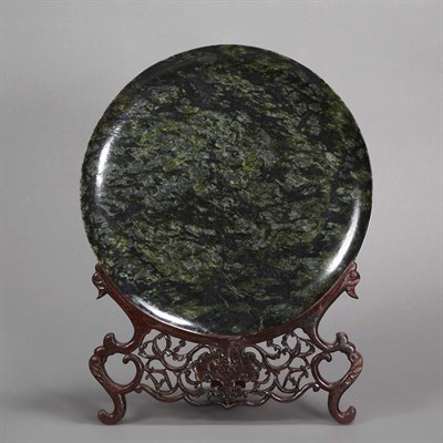Lot 256 - Pair of Chinese Spinach Jade Dishes on Stands...
