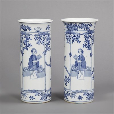 Lot 204 - Pair of Chinese Blue and White Glazed...