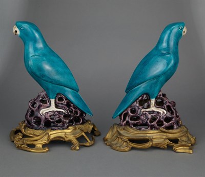 Lot 404 - Pair of Chinese Turquoise and Aubergine Glazed...