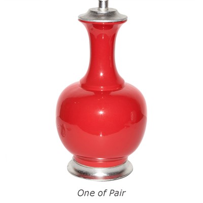 Lot 427 - Pair of Red Glazed Ceramic Lamps Each with a...