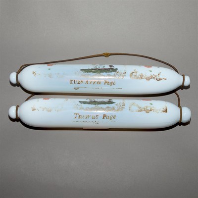 Lot 436 - Pair of Victorian Painted Glass Buoys Length...