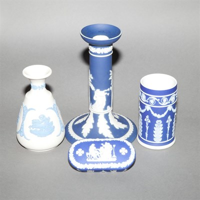 Lot 520 - Group of Wedgwood Blue Jasperware Table...