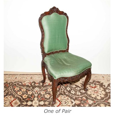 Lot 606 - Pair of Continental Rococo Style Walnut Side...