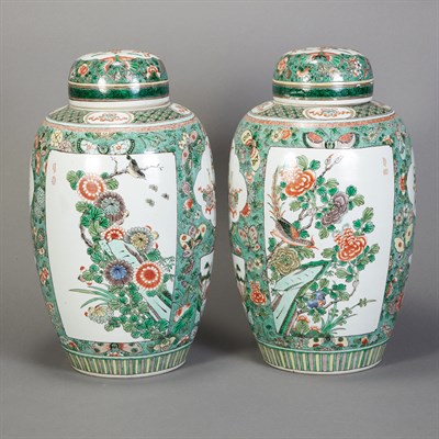 Lot 182 - Two Similar Chinese Famille Verte Glazed...