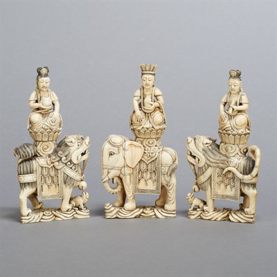 Lot 91 - Group of Three Chinese Ivory Immortals Late...