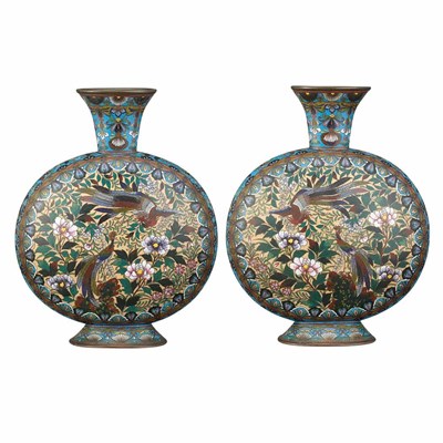 Lot 131 - Pair of Chinese Cloisonné Enamel Vases 20th...
