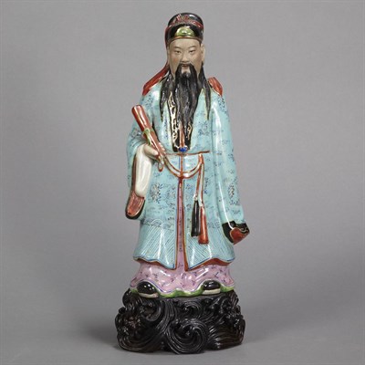 Lot 226 - Chinese Polychrome Glazed Figure of a Scholar...