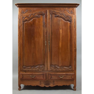 Lot 348 - Provincial Louis XV Style Walnut Armoire...