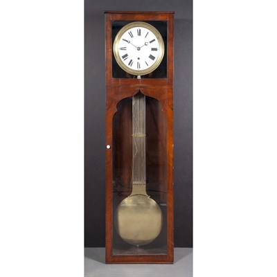Lot 224 - French Mahogany and Brass Wall Clock Height 54...