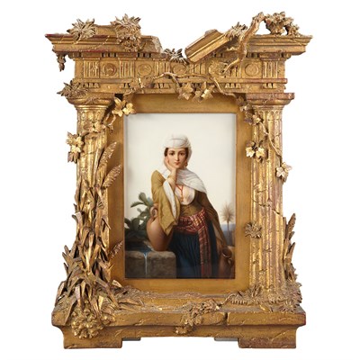 Lot 266 - Framed KPM Painted Porcelain Plaque of a...