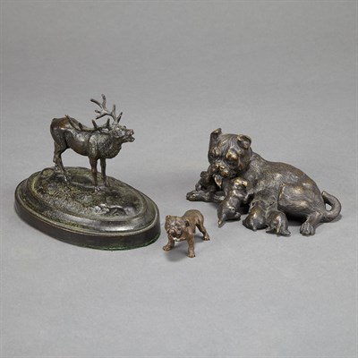 Lot 559 - Group of Bronze Miniature Animalier Figures...