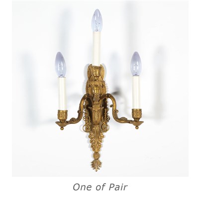 Lot 461 - Pair of Empire Style Gilt-Metal Three-Light...