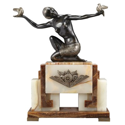 Lot 537 - Art Deco Silvered and Patinated-Bronze Figure...