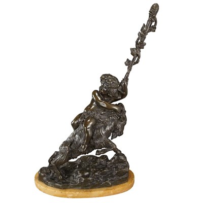 Lot 540 - Bronze Figural Group of a Bacchante Riding a...