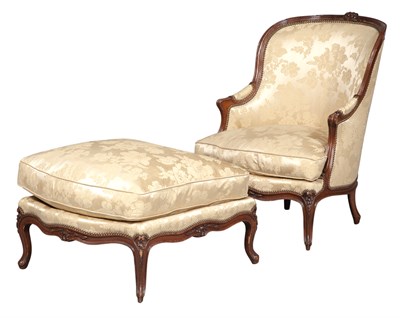 Lot 353 - Louis XV Yellow Silk-Upholstered Walnut...