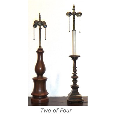 Lot 158B - Two Pairs of Wood Columnar-Form Lamps