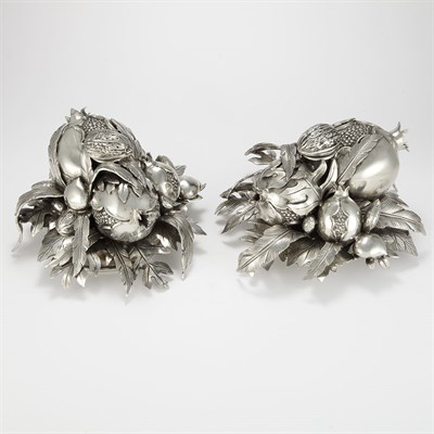 Lot 713 - Pair of Cipolla Gourd and Flower Pewter...