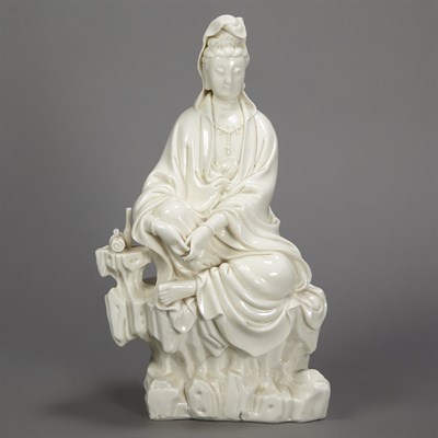 Lot 236 - Chinese White Glazed Porcelain Figure of a...