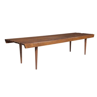 Lot 296 - Mid Century Modern Teak Slat Bench Made in...