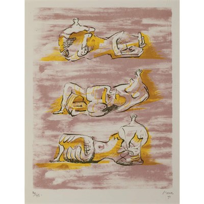 Lot 123 - Henry Moore THREE RECLINING FIGURES (C. 180)...