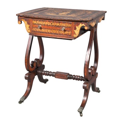 Lot 559 - Regency Painted and Decorated Work/Games Table...