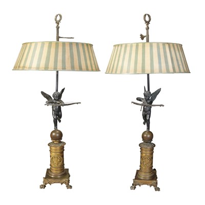 Lot 460 - Pair of Empire Style Gilt and Patinated-Bronze...