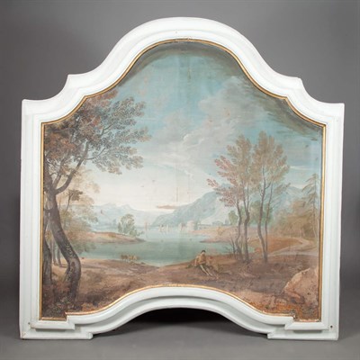 Lot 226 - Continental Painted Canvas Overmantel Panel...