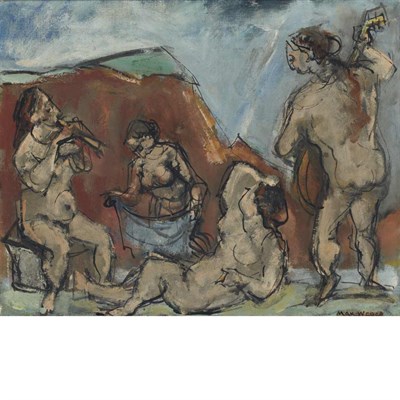 Lot 189 - Max Weber American, 1881-1961 Bathers with...