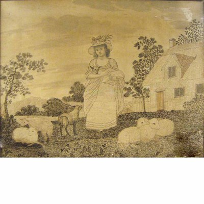 Lot 283 - George III Silk and Hair Picture Worked by...