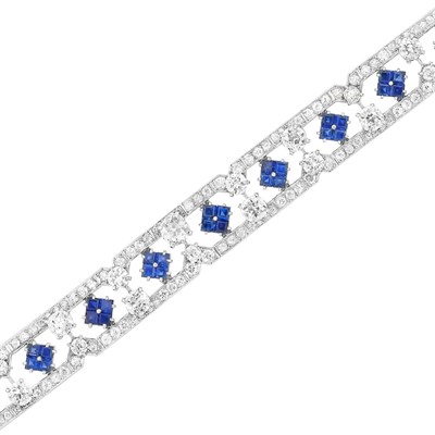 Lot 408 - Platinum, Diamond and Sapphire Bracelet, Cartier