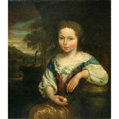 Lot 53 - Dutch School 18th Century Girl Holding an...