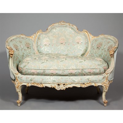 Lot 556 - German Rococo Style Carved and Painted Canape...