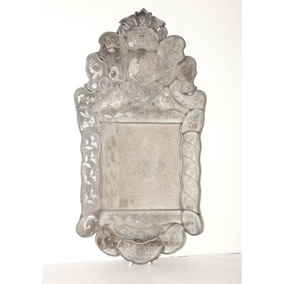 Lot 552 - Venetian Etched Mirror Framed Mirror Height 42...