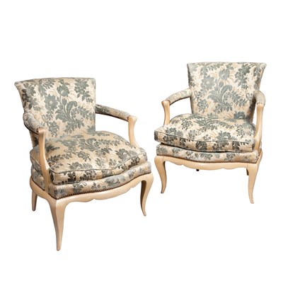 Lot 338 - Attributed to Jules Leleu Pair of Armchairs...