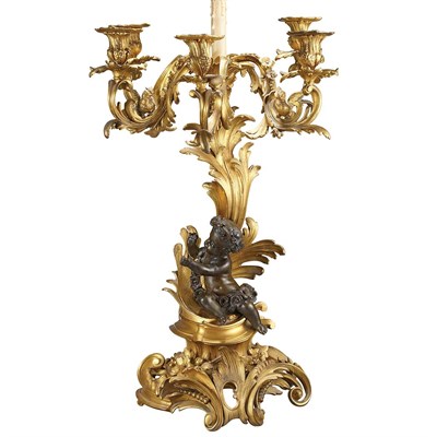 Lot 171 - Louis XV Style Gilt and Patinated-Bronze...