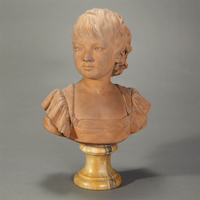 Lot 448 - Terra Cotta Portrait Bust of a Young Girl On a...
