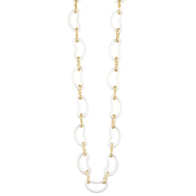 Lot 265 - Long White Onyx and Gold Link Necklace