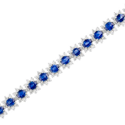 Lot 332 - White Gold, Sapphire and Diamond Bracelet