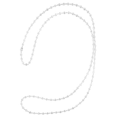 Lot 254 - Long White Gold and Diamond Chain Necklace