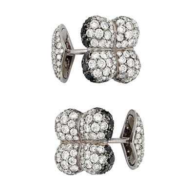 Lot 96 - Pair of Diamond and Black Diamond Cufflinks