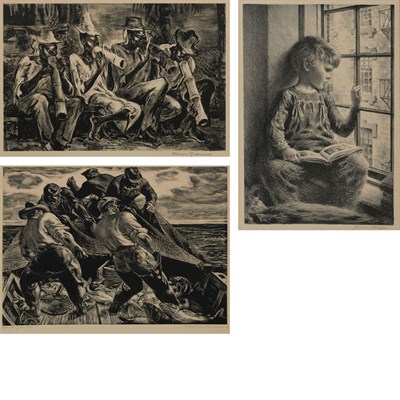 Lot 147 - Robert von Neumann HAULING THE NET Lithograph,...