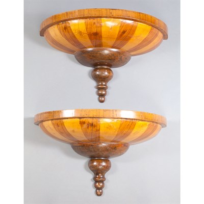 Lot 428 - Pair of Art Deco Fruitwood Wall Brackets...
