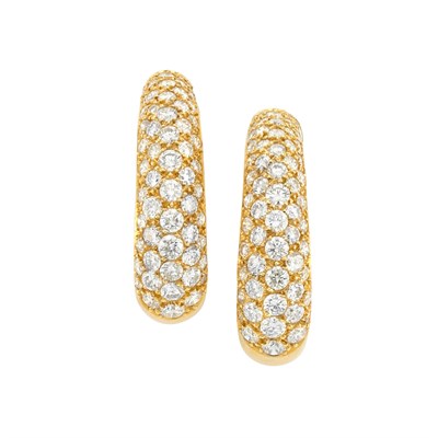Lot 73 - Pair of Gold and Diamond Hoop Earclips